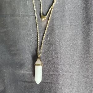 Gold and Light Pink Pendant Necklace